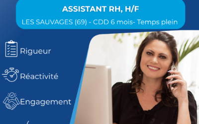 Assistant Ressources Humaines, H/F, CDD 6 mois (juin-décembre), Temps plein